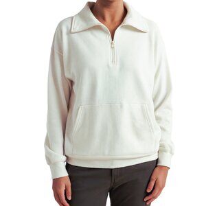 Beyond Yoga Trek Fleece Pullover Women’s Size Medium White Half Zip Sweatshirt